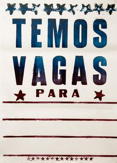 a sign that says temos vagas para with stars on it