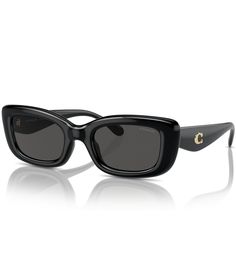 From COACH, these women's sunglasses feature: Plastic/Acetate frameRectangle shapeSolid lensRx ableNon-polarizedApprox. 51mm lens-22mm bridge-140mm templeImported. Sporty Sunglasses For Women, Chic Coach Sunglasses With Tinted Lenses, Chic Coach Sunglasses With Polarized Lenses, Sporty Sunglasses, Wishlist 2024, Coach Sunglasses, Birthday List, Rectangle Sunglasses, Eyewear Womens