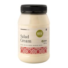 a jar of salad cream on a white background