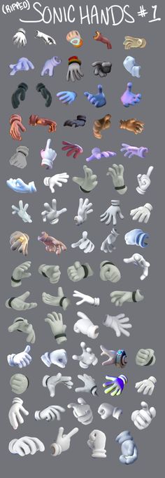 an image of various 3d hand gestures on a gray background with the words sonic hands below it