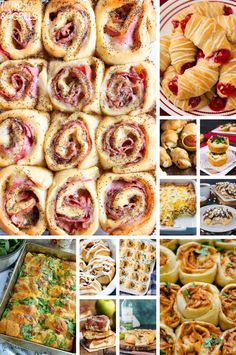 many different types of pastries and desserts are shown in this photo collage