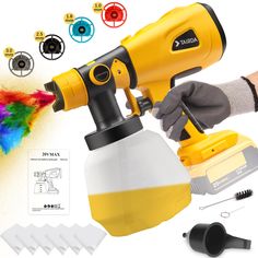 an image of a yellow paint sprayer being used