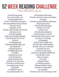 the 52 week reading challenge is shown here