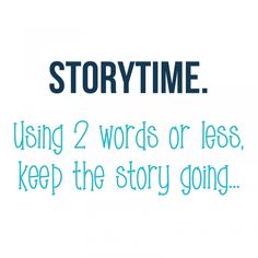 the words storytime are written in blue on a white background