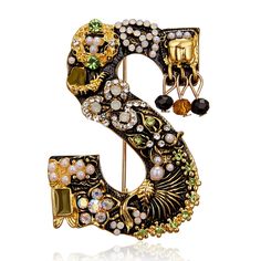 PRICES MAY VARY. 【BROOCH SIZE】:4.5*5cm（1.7*1.9）,Initial Brooch Made from high quality brass with select rhinestones crystal and pearl, durable and never change color. 【INITIAL BROOCH PINS】: Choose the Letter Alphabet of Your Name,putting on jackets,coats,heavy sweaters,Christmas stockings,hats,etc.,looks very classy and attractive.An easy way to adds a pop of color to your daily style.You must get lots of compliments. 【Material】: Made of alloy / point drill / crystal / rhinestone / pearl. Wonder Rhinestone Letters, Letter Jewelry, Jacket Pins, Brooch Jewelry, Enamel Brooch, Crystal Brooch, Pearl Brooch, Pin Jewelry, Rhinestone Brooches