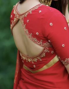 Blouse Designs Saree Silk, Bride Blouses Designs, Blouse Neck Designs For Silk Sarees, Red Blouse Embroidery Designs, Silk Work Blouse Designs, Back Designs For Blouse Saree Silk, Simple Blouse Designs For Silk Saree, Silk Blouse Back Neck Designs, Wedding Blouse Back Neck Designs