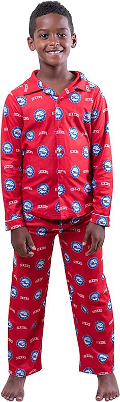 PRICES MAY VARY. ULTRA GAME NBA APPAREL - Officially Licensed by The NBA (National Basketball Association), Ultra Game NBA by UNK features innovative designs with forward thinking graphics and textures. LOOSE FIT: a loose-fitting top and bottom make this pajama set comfortable all night long. Your child will get plenty of wear-time from the set as they grow! STYLISH DESIGN: This set includes a button-up shirt, elastic waistband bottoms, and an all-over print of your favorite NBA team's primary a Button Down Pajamas, Nba Apparel, Nba Outfit, Forward Thinking, National Basketball Association, Nba Teams, Loose Fitting Tops, Pajamas Set, Stylish Design