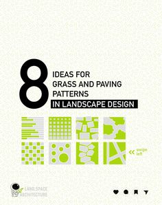 the cover of 8 ideas for grass and paving patterns in landscape design