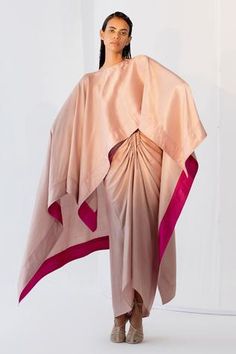 Shop for Twinkle Hanspal Beige Silk Cape And Draped Skirt Set for Women Online at Aza Fashions Cape Outfit, Cape Set, Silk Cape, African Print Maxi Skirt, Color Block Skirt, Beige Silk, Cape Style, Plain Colour, Draped Skirt