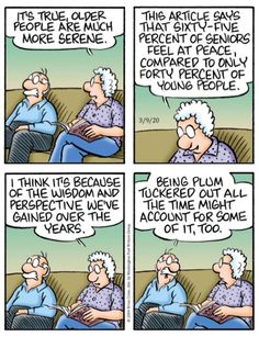 a comic strip with two older people talking to each other