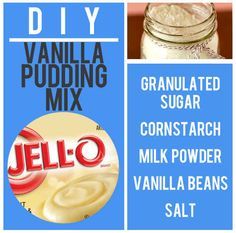 the ingredients for vanilla pudding mix are shown