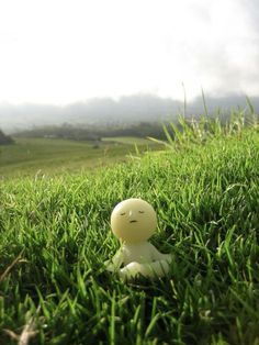 a small toy sitting in the middle of some grass