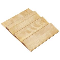 three pieces of plywood sitting on top of each other in front of a white background