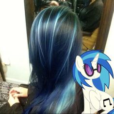 Blue Skunk Hair, Harajuku Hair, Pony Hair, Hair Stylies, Alternative Hair, Scene Hair