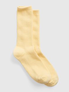 Made with 75% organically grown cotton.  Organic cotton is better for people and the environment because it�s grown without the use of harmful synthetic pesticides and fertilizers.  Ribbing at top.  Reinforced toe and heel. Comfortable Cotton Anti-odor Socks, Comfortable Anti-odor Cotton Socks, Ribbed Cotton Mid-calf Socks, Printed Shirt Outfit, Yellow Socks, Support People, Gender Equality, Pesticides, Print Shirt