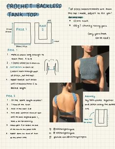 the instructions for crochet backless tank top