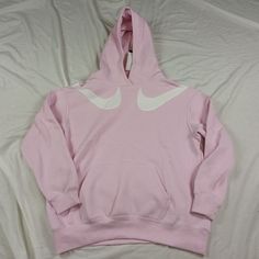 Women Nike Double Twin Swoosh Oversize Sweatshirt Dr6199-695 Pink White Pink Oversized Sweatshirt For Sportswear, Oversized Sports Tops For Spring, Nike White Sweatshirt With Logo Print, Pink Nike Hoodie With Crew Neck, Nike White Hoodie For Loungewear, White Nike Hoodie For Loungewear, Nike Crew Neck Hoodie For Spring, Nike Oversized Spring Sweatshirt, Nike Oversized Sweatshirt For Spring