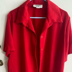 Cervelle Short Sleeve, Beautiful Red Button Down Shirt! Brand New Condition! Red Short Sleeve Blouse With Button Closure, Red Dress Shirt, Red Button Down Shirt, Red Shirt Dress, Red Button, Red Shorts, Red Shirt, Shirt Brand, Shirt Color