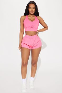 Available In Black, Red, Hot Pink, And White. Active Running Short High Waisted Elastic Waistband Nylon Pockets High Impact Stretch Pair Mix And Match With "Run Up Elevate Active Sports Bra" Body: 92% Polyester 8% Spandex Inner: 100% Polyester Imported | Run Up Active Running Short in Hot Pink size 2X by Fashion Nova Pink Nylon Sports Bra For Summer, Solid Nylon Sports Bra For Summer, Hot Pink Sports Bra, Search By Photo, Running Short, Pink Sports, Bubblegum Pink, Running Women, In Hot