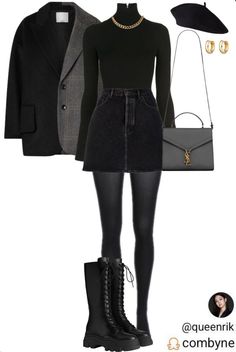 Outfit Ideas Black Clothes, Glam Edgy Fashion, New Year’s Outfit Ideas, Ghost Tour Outfit, What To Wear To Black Tie Event, Academia Teacher Outfit, Intj Aesthetic Outfit, Speakeasy Outfit Women, Dark Preppy Aesthetic