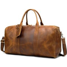 Do you take quick business trips by yourself for a couple of nights or so? This Hanley Leather Duffel Bag is perfect. That's why we take pride in creating leather bags that are strong, durable, and built to last. Whether you're bringing your collection to work, or just wanting to add some style to your day, this duffel bag is the perfect hand luggage piece for the job! It opens wide with two durable handles and its own reinforced canvas case for easy care during travel. Features: Interior: 3 separate compartments, 1 laptop compartment, 1 compartment with zippered pocket, and one regular compartment complete with additional small pockets. It will hold all the essentials, from some clothes to toiletries and everything in between. If you need to take it on the plane as a carry-on, it will eas Rectangular Luggage With Leather Lining For Everyday Use, Daily Use Leather-lined Rectangular Duffle Bag, Leather Bags For Overnight Trips, Leather Luggage With Sleeve For Everyday Use, Leather Rectangular Satchel For Overnight Trips, Everyday Travel Bag With Leather Backing Rectangular, Everyday Rectangular Travel Bag With Leather Backing, Business Rectangular Weekender Bag With Leather Backing, Modern Travel Bag With Leather Backing For Everyday Use