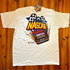 In Great Vintage Condition! New With Tags! Single Stitch Sleeves And Hem. Vintage Nascar Tag Made In Usa. Double Sided Graphics. Original Nascar Cafe Myrtle Beach Tags. No Markings Or Stains. In Perfect Deadstock Condition! 90s Nascar, Nascar Shirts, Nascar T Shirts, Junior Shirts, Beach Cafe, Vintage Nascar, Fake Friends, Myrtle Beach, Casual Tee