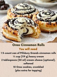 the recipe for cinnamon rolls is shown on a plate