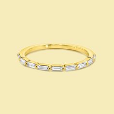 Laci Floating Stackable Shared-prong Diamond Band Handcrafted in 14K gold Baguette Diamond Band, Creating Jewelry, Hidden Halo, Band Engagement Ring, Elegant Ring, Shop Engagement Rings, Engagement Ring Wedding Band, Diamond Band, Baguette Diamond