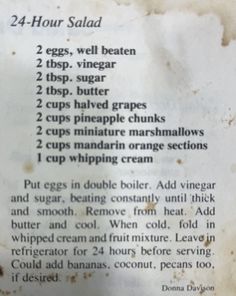 an old recipe is shown with instructions on it