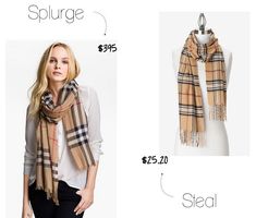 Burberry Scarf Outfit, Splurge Vs Steal, Ootd Women, Check Scarf, Burberry Classic, Burberry Scarf, Bar Cookies, Checked Scarf