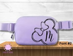 Purple Custom Monogram Name Initial Minnie Disney Fanny Pack Disney Fanny Pack, Disney Monogram, Disney Canvas, Novelty Purses, Disney Bounding, Work Gifts, Purse Accessories, Personalized Monogram, Purple Hues