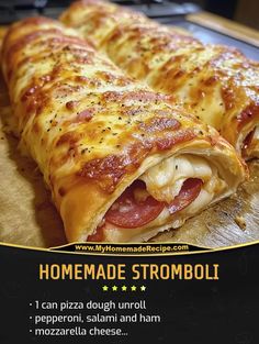 the homemade stromboli is ready to be eaten