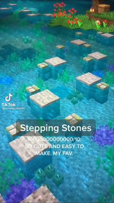 a video game showing stepping stones in the water