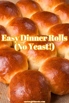 This quick and easy dinner roll recipe with no yeast is incredibly delicious!! This small batch recipe might give you that momma's home cooking feel (or grandma) because they are savory and warm and go with any dinner meal. Mayo is the secret ingredient here and rubbing butter with sea salt on top is key after they've baked. Check out these soft and buttery (beginner or novice) dinner rolls tonight!

// easy dinner rolls no yeast // mayo dinner rolls // no knead // No Knead Dinner Rolls The Pioneer Woman, Easy Dinner Buns Recipe, Fast Rising Instant Yeast Rolls, 3 Ingredient Rolls With Mayo, Yeast Free Dinner Rolls, Dense Dinner Rolls, How To Make Rolls Without Yeast, Instant Yeast Bread Recipe Dinner Rolls, Quick Easy Rolls Recipe