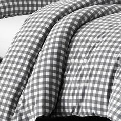 black and white checkered bedding with pillows