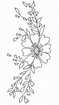 a black and white drawing of a flower