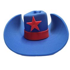 JUMBO FOAM BIG LARGE COWBOY 40 GALLON WESTERN OVERSIZED COSTUME HAT RED BLUE. Condition is "New with tags". Shipped with USPS Priority Mail. If you need change of colors write me Blue Country Style Hat Bands For Western Events, Blue Curved Brim Hat For 4th Of July, Patriotic Blue Hat For 4th Of July, Blue Country Style Hat Band For Western-themed Events, Blue Country Style Hat Bands For Western-themed Events, Blue Country Hat Bands For Western-themed Events, Red Adjustable Hat For Western-themed Events, Red White And Blue Cowboy Hat, Red Americana Hat With Curved Brim