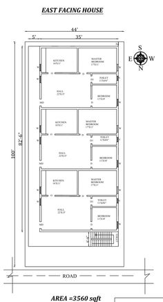 the floor plan for an east facing house