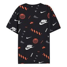 Nike Street Full Print Logo Short Sleeve Black CT6545-010 (Men's) Sporty Black Tops With All-over Print, Black Sporty Printed T-shirt, Black Printed Sporty Top, Modern Black Printed Tops, Nike Street, Nike T, Logo Tees, Stylish Sneakers, Print Logo