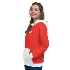 Canada Flag Hoodie / Patriot Hoodie / Red - White Hoodie - YVDdesign Red Hoodie With Drawstring Hood, Red Cotton Hoodie With Kangaroo Pocket, Red Hoodie Sweatshirt With Adjustable Hood, Red Hooded Hoodie With Double-lined Hood, Red Double-lined Hoodie, Red Fleece Hoodie With Double-lined Hood, Red Hooded Fleece Sweater, Red Cotton Hoodie, Red Hooded Sporty Sweater