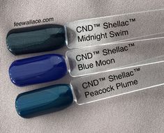 shellac blue moon from CND Wild Earth compared to other blue colors by fee wallace Nails Shallec, Nice Hands, Peacock Plume