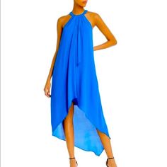 Nwt Bcbgmaxazria Dress/Gown In Larkspur Blue, Women’s Xs Flowy Blue Maxi Dress For Night Out, Flowy Blue Midi Dress For Formal Occasions, Snake Print Maxi Dress, Blue High Low Dress, High Low Midi Dress, High Low Maxi Dress, Black Slip Dress, Hi Low Dresses, Coral Dress