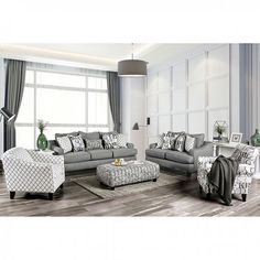 Verne SM8330-SF Sofa By Furniture Of AmericaBy sofafair.com 4 Piece Living Room Set, Deep Loveseat, Sofa And Love Seat, 3 Piece Living Room Set, Modern Eclectic, Bluish Gray, Living Room Collections, Living Room Sets Furniture, Living Room Set