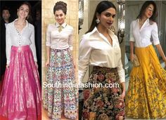 Lehenga With White Shirt, White Shirt And Skirt Outfit Indian, Red Ghagra, Indian Skirt And Top, Skirt And Top Indian, Ethnic Skirts, Indian Skirts