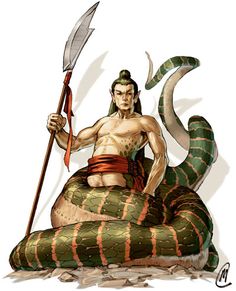 an image of a man on top of a snake with a spear in his hand