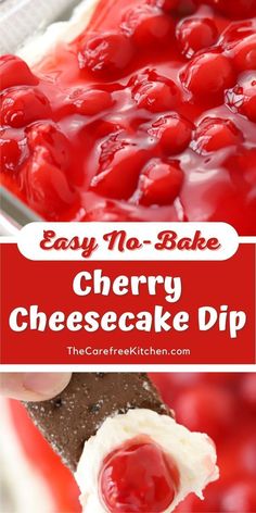 cherry cheesecake dip is an easy dessert recipe that's ready to be eaten