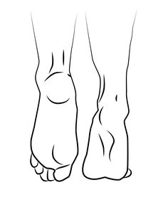 a black and white drawing of a person's foot