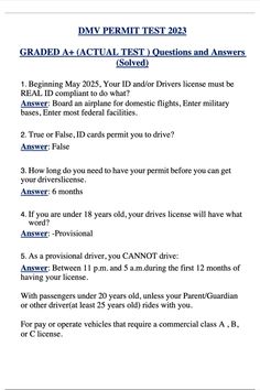 DMV PERMIT TEST 2023 GRADED A+ (ACTUAL TEST ) Questions and Answers (Solved) Written Drivers Test Tips, Permit Test Cheat Sheet Indiana, How To Pass Permit Test, Florida Permit Test, Permit Test Cheat Sheet California, Study For Permit Test, Learners Permit Study Guide, How To Study For Drivers Permit