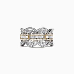 Effy Duo 14K White and Yellow Gold Diamond Ring, 1.09 TCW Rose Gold Diamond Band, Diamond Wrap Ring, Diamond Drop Pendant, Yellow Gold Diamond Earrings, Expensive Jewelry Luxury, Diamond Bling, Gold Diamond Band, Yellow Gold Diamond Ring, Diamond Fashion Rings