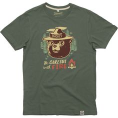 Celebrate your love for the outdoors with The Landmark Project Be Careful With Fire T-shirt  featuring the expert on fire safety himself  Smokey Bear. Smokey Bear, Protect Nature, Bear Shirt, Fire Safety, Next Clothes, The Expert, Be Careful, Rei Co-op, On Fire